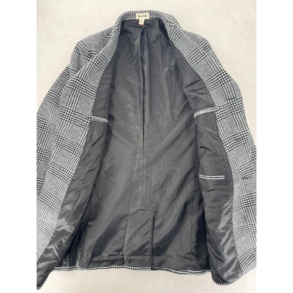 Nordstrom Open Edit Mens Glen Plaid Coat Black White Check Overcoat Large NWOT - Picture 5 of 11